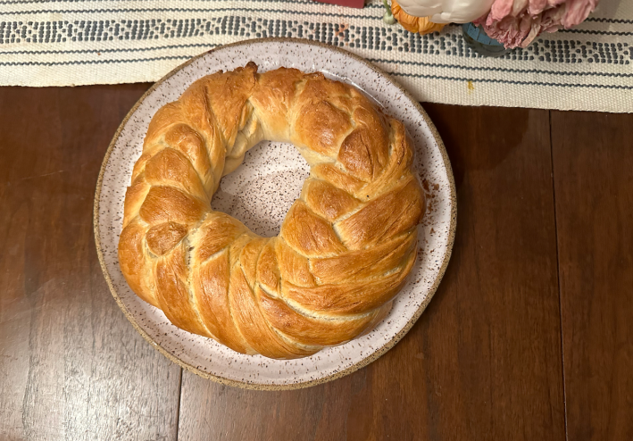 beautiful braided loaf on fancy plate